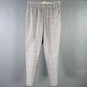 CAMIEL FORTGENS Size S Grandma Grey Plaid Wool Elastic Waistband Casual Pants